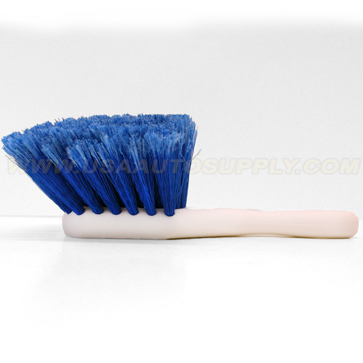 Soft Blue Flagged-Tipped Wheel & Tire Brush - Short Handle